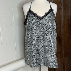 NWT Eden Ruth Heather Cami black and white lace trim Women’s Size L